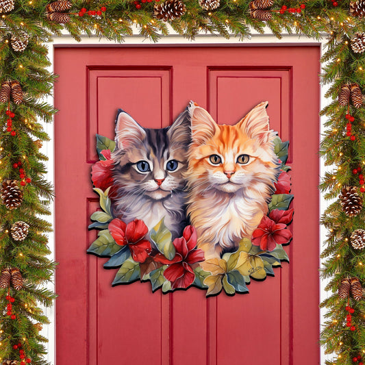 Cute Kittens Holiday Door Decor Wall Decor by G. Debrekht - Pets Decor - 8611091H-0