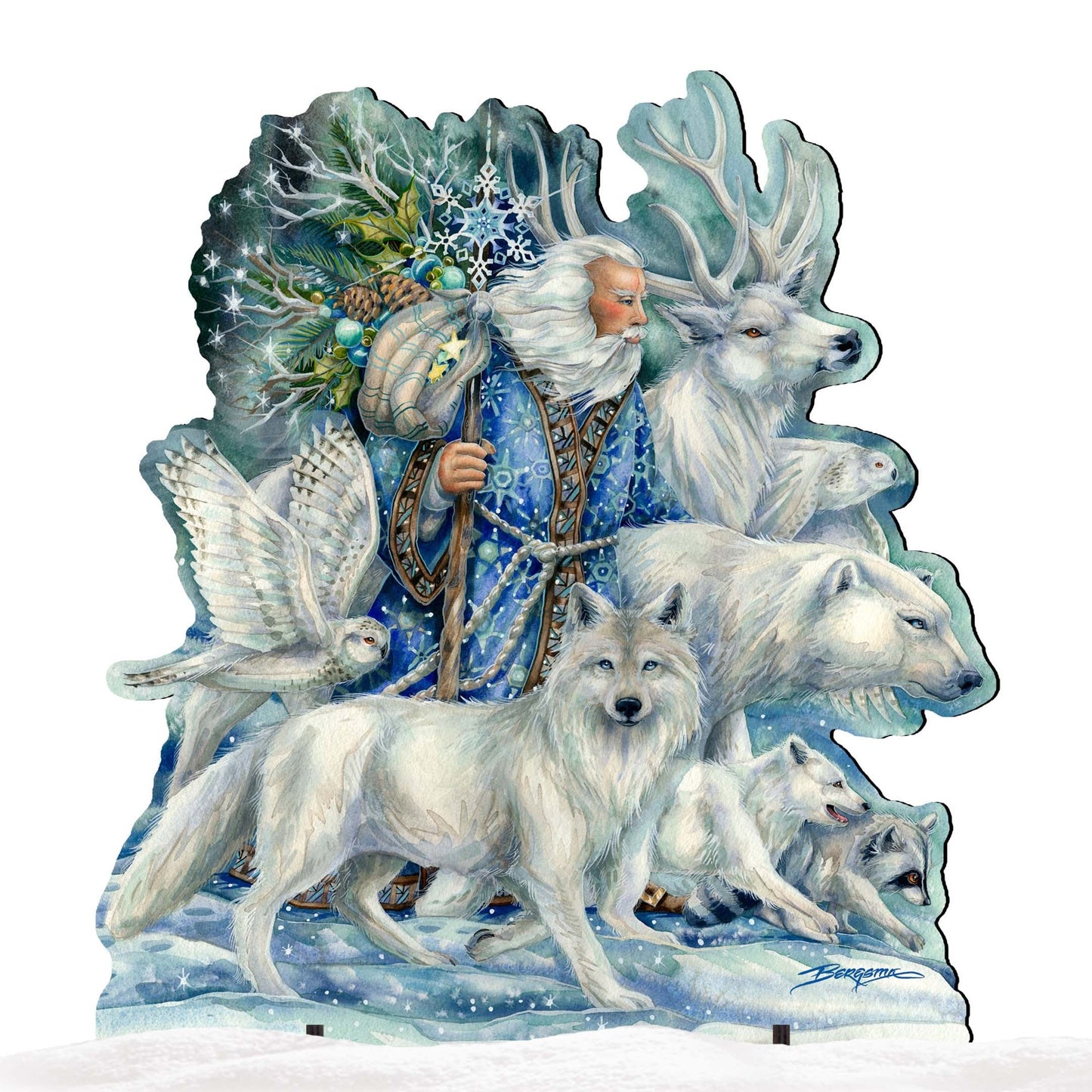 Cool Winds Father Winter Animals Wildlife Outdoor Decor by J. Bergsma - Wildlife Holiday Decor - 8591862F-JB-4