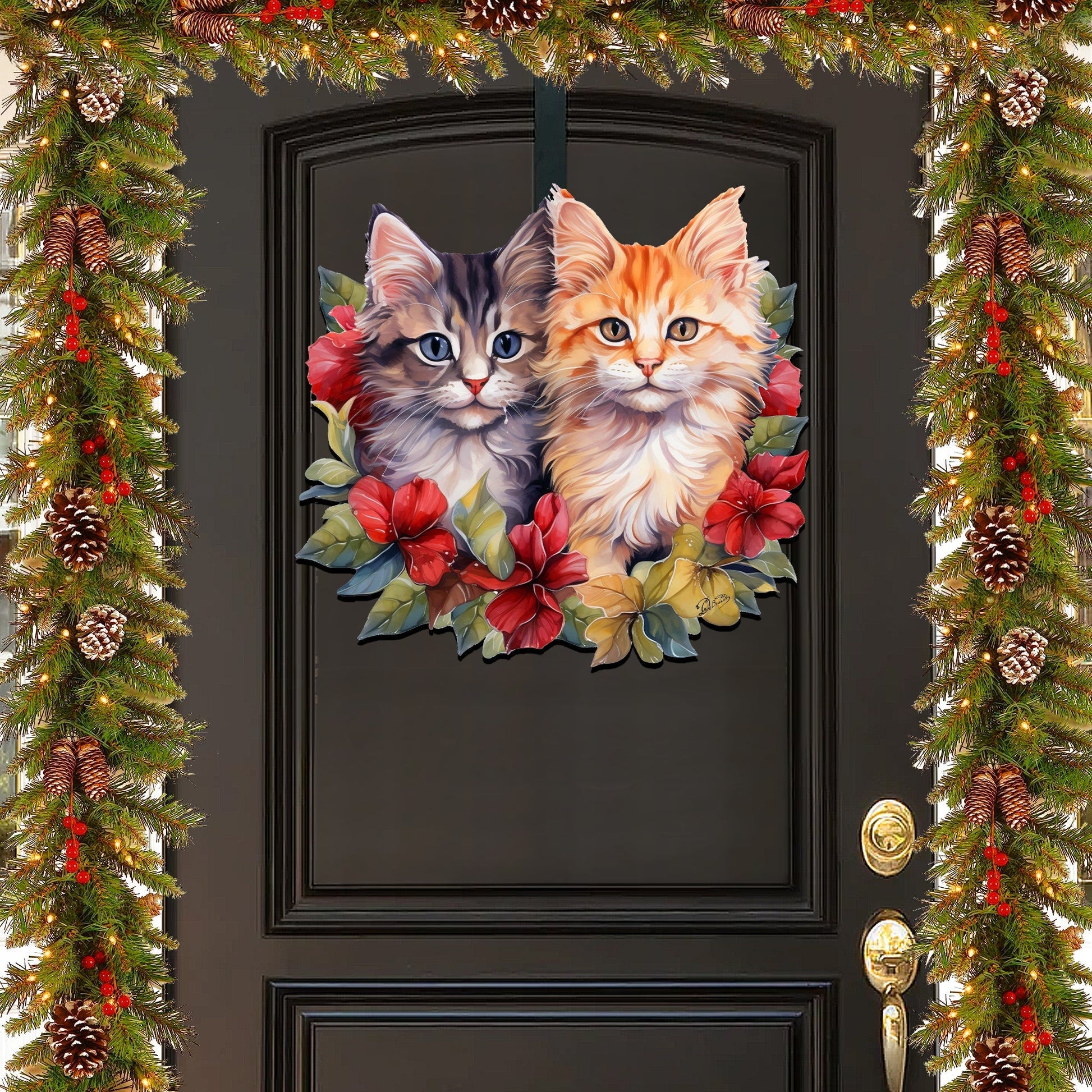 Cute Kittens Holiday Door Decor Wall Decor by G. Debrekht - Pets Decor - 8611091H-3