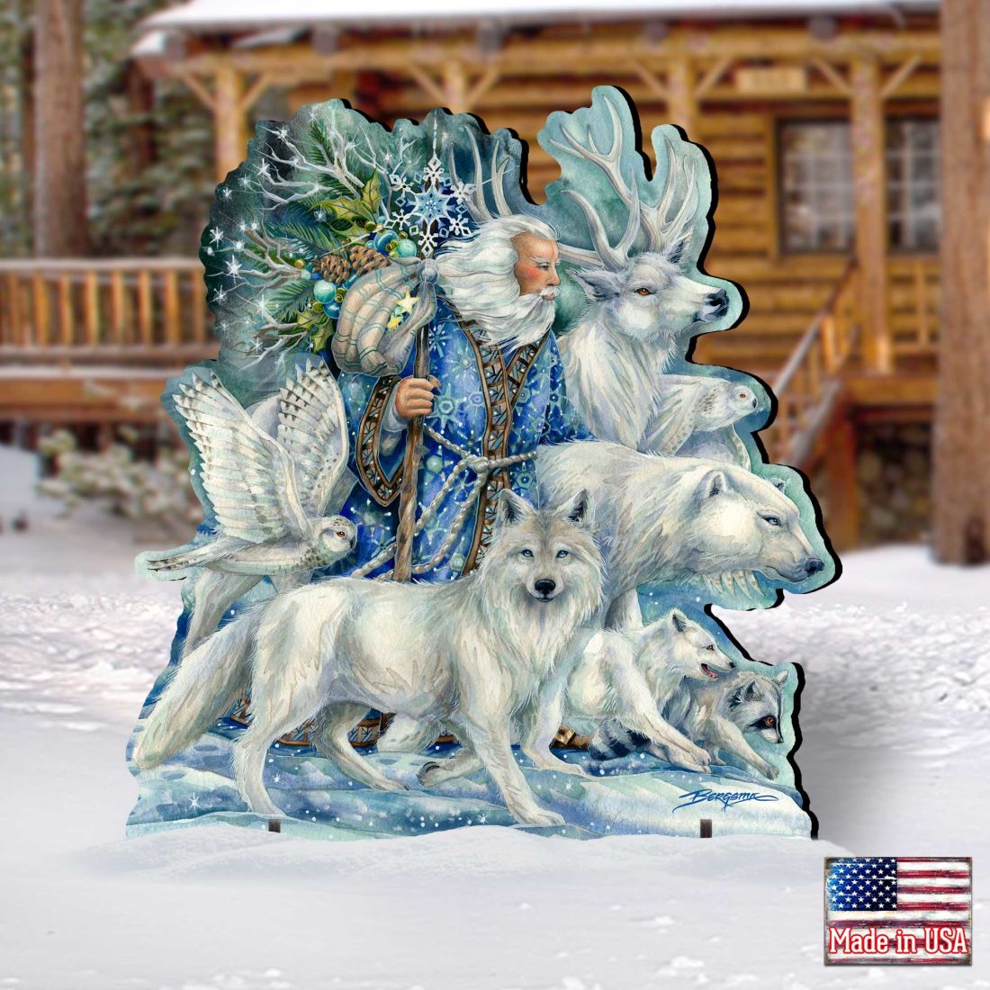 Cool Winds Father Winter Animals Wildlife Outdoor Decor by J. Bergsma - Wildlife Holiday Decor - 8591862F-JB-0