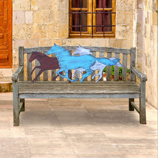 Horse Heads Rustic Bench Decor Wooden Decor - G. DeBrekht - Nature Wildlife Decor  - G99150-0